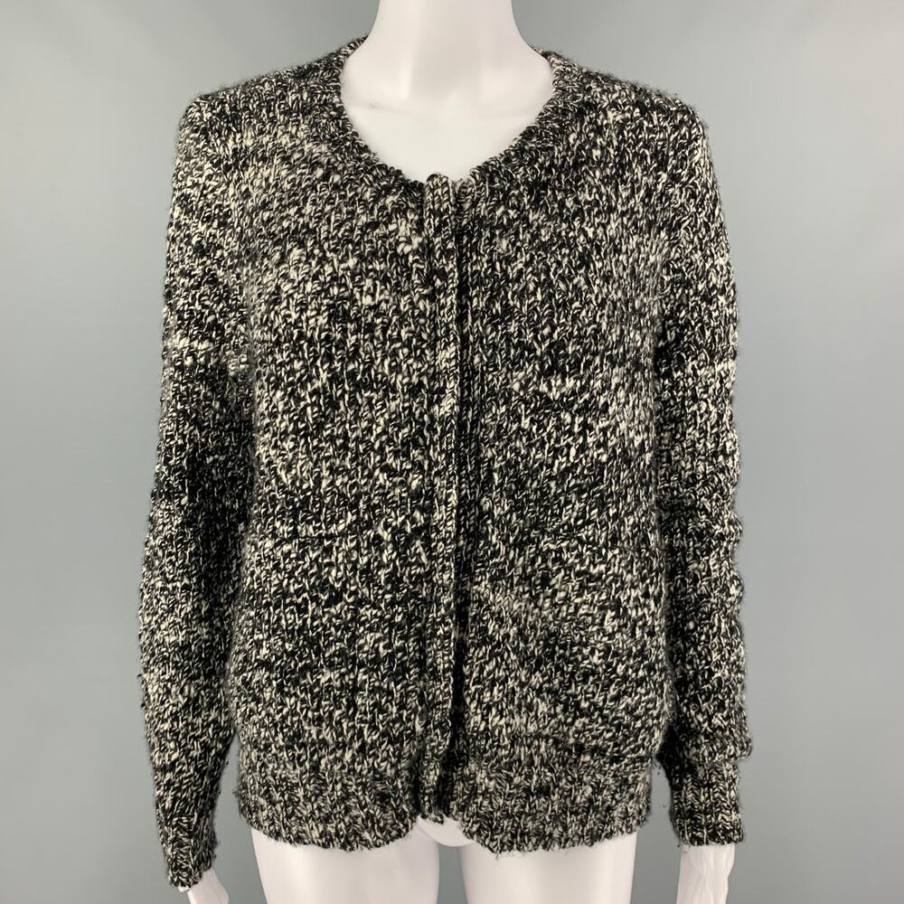 THE ELDER STATESMAN Size S Black White Marbled Cashmere Zip Up Cardigan